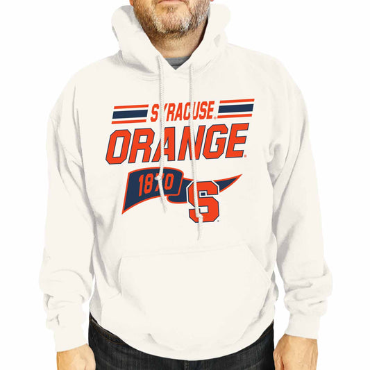 Syracuse Orange NCAA Adult Unisex Varsity Club Pennant Hooded Fleece Sweatshirt - Off White