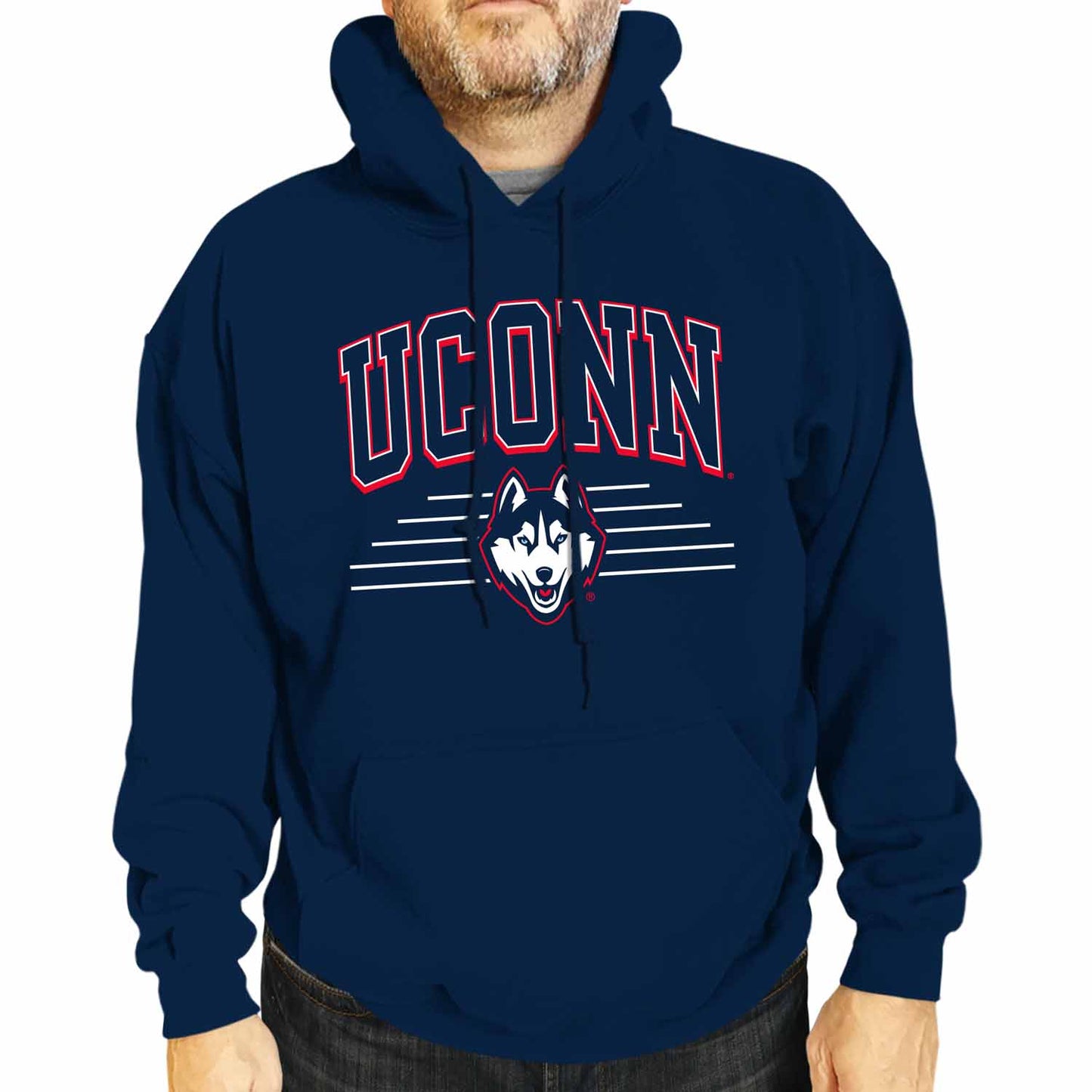 UCONN Huskies NCAA Adult Unisex Overtime Classics Hooded Fleece Sweatshirt - Navy