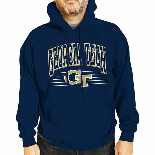 Georgia Tech Yellowjackets NCAA Adult Unisex Overtime Classics Hooded Fleece Sweatshirt - Navy
