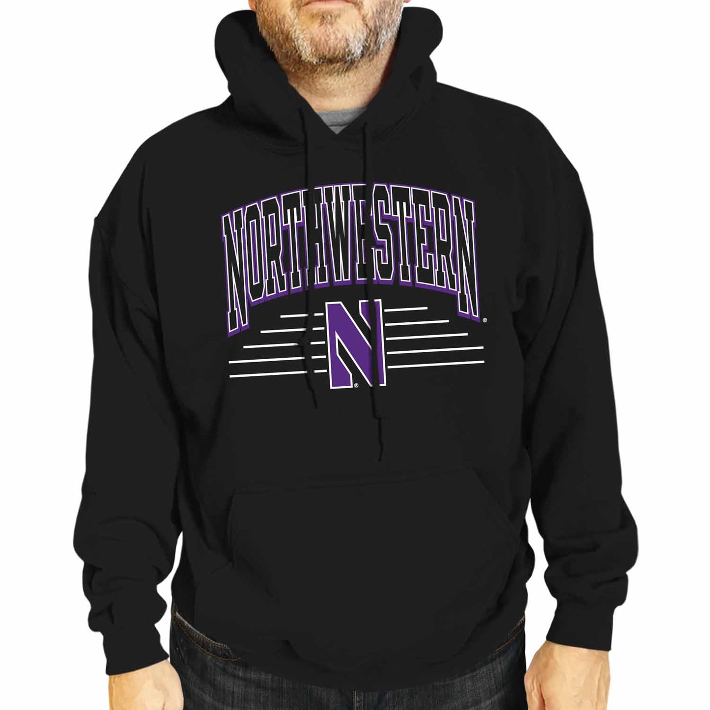 Northwestern Wildcats NCAA Adult Unisex Overtime Classics Hooded Fleece Sweatshirt - Black