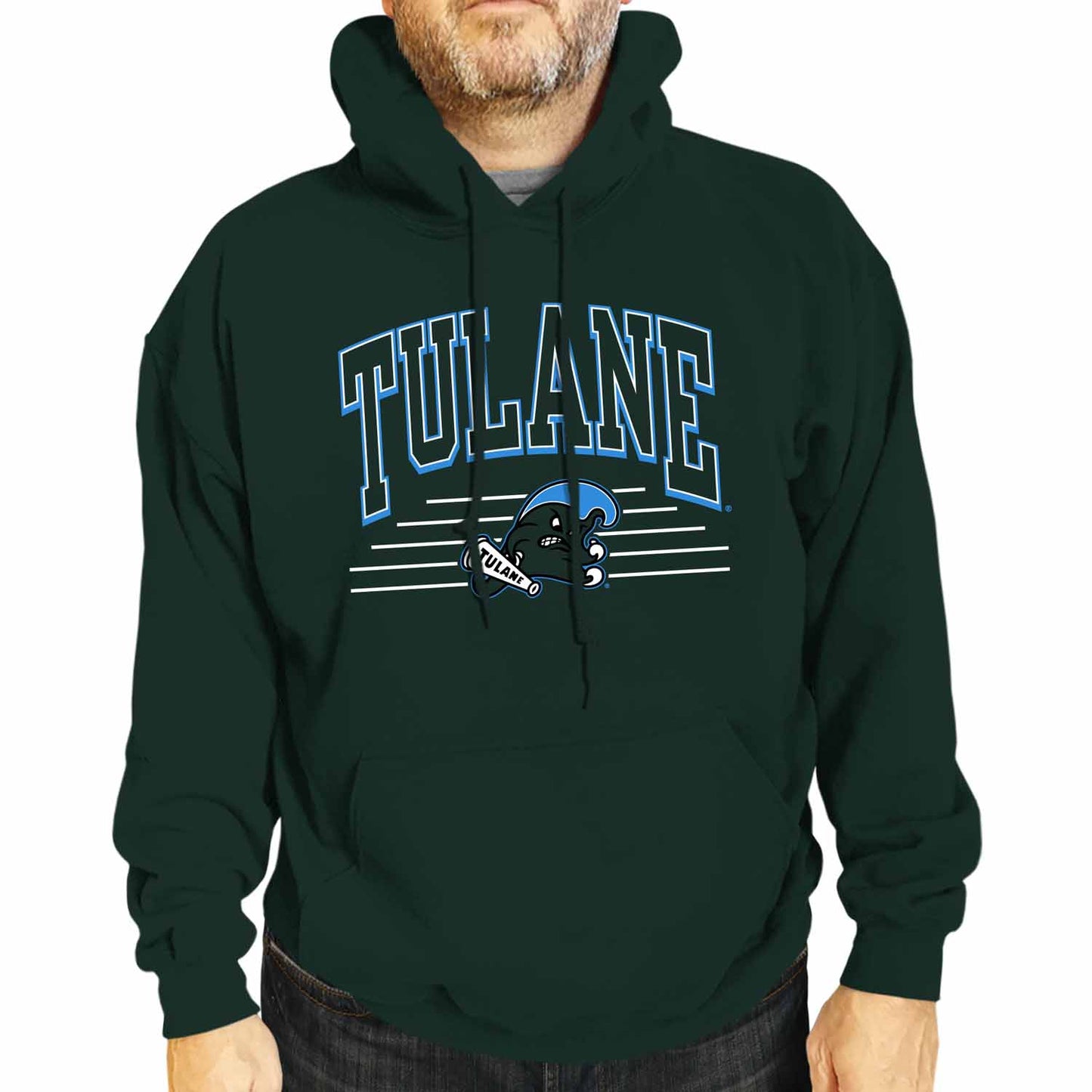 Tulane Green Wave NCAA Adult Unisex Overtime Classics Hooded Fleece Sweatshirt - Forest Green