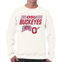 Ohio State Buckeyes NCAA Adult Unisex Varsity Club Pennant Crewneck Fleece Sweatshirt - Off White