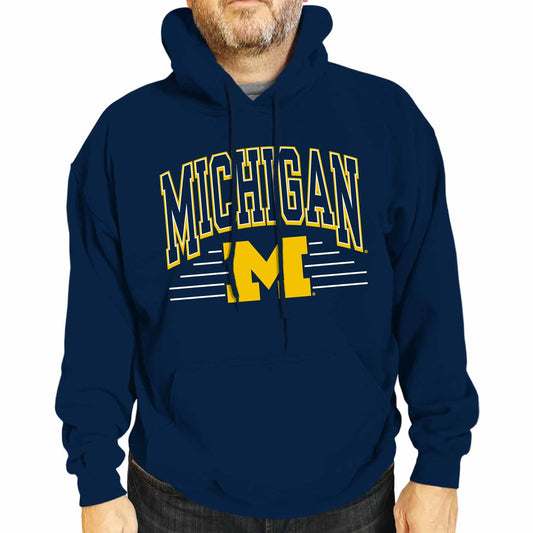 Michigan Wolverines NCAA Adult Unisex Overtime Classics Hooded Fleece Sweatshirt - Navy