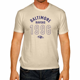 Baltimore Ravens NFL Adult Big Date Tag-Less T-Shirt - Natural