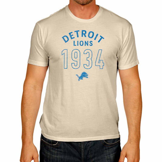 Detroit Lions NFL Adult Big Date Tag-Less T-Shirt - Natural