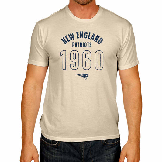 New England Patriots NFL Adult Big Date Tag-Less T-Shirt - Natural