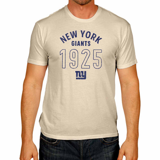 New York Giants NFL Adult Big Date Tag-Less T-Shirt - Natural