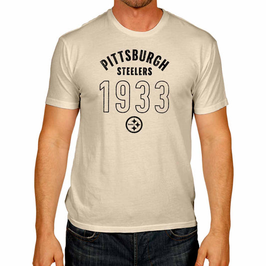 Pittsburgh Steelers NFL Adult Big Date Tag-Less T-Shirt - Natural