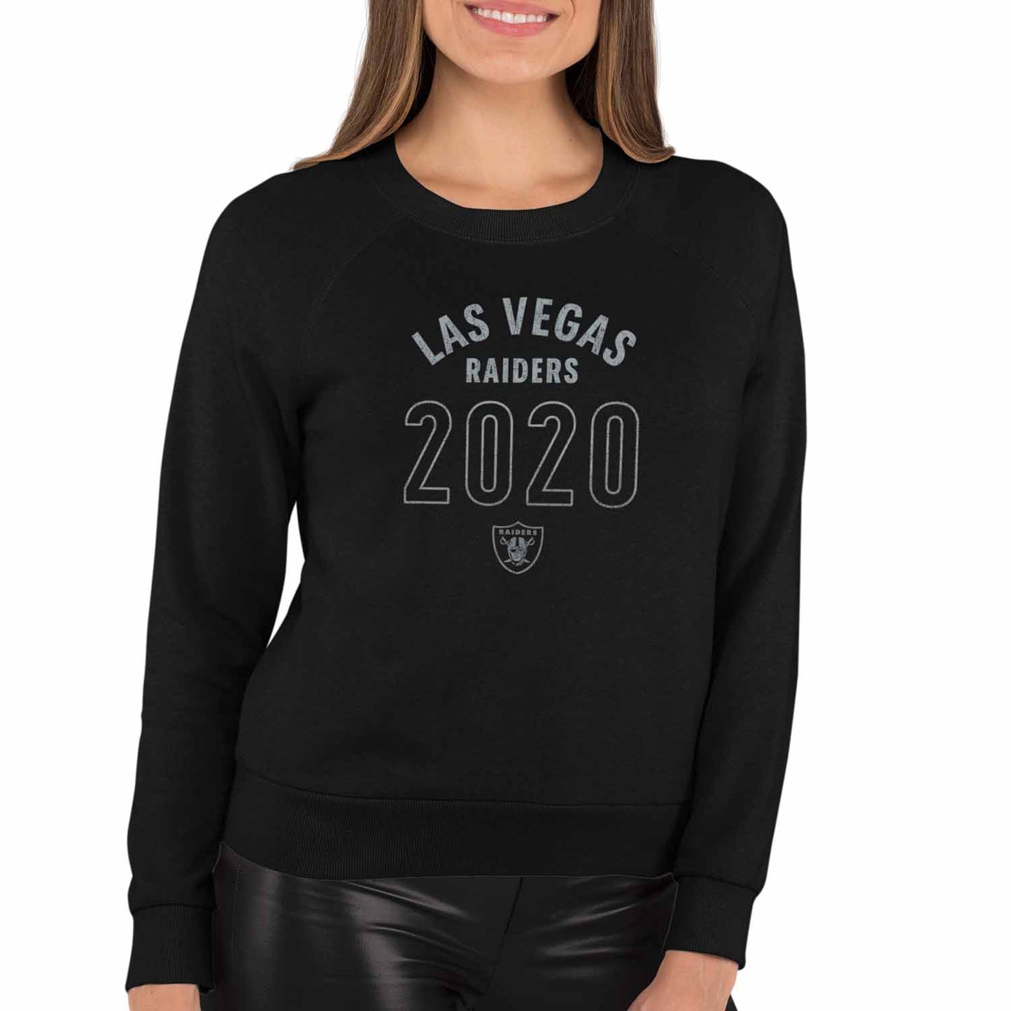 Las Vegas Raiders NFL Womens Big Date Slouchy Crewneck - Black
