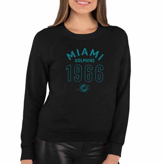 Miami Dolphins NFL Womens Big Date Slouchy Crewneck - Black