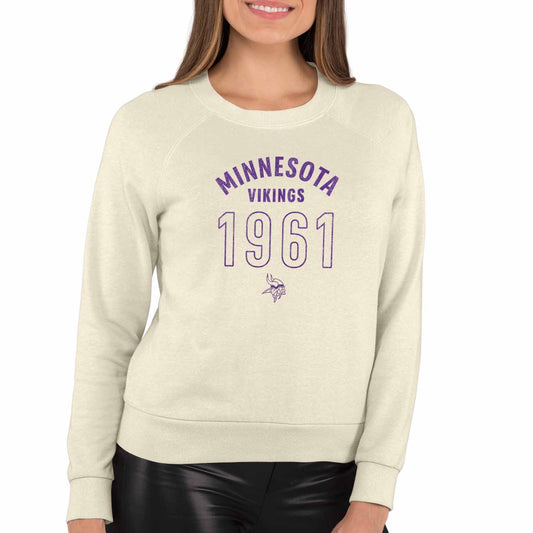 Minnesota Vikings NFL Womens Big Date Slouchy Crewneck - Natural