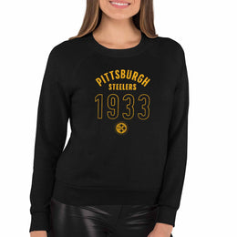 Pittsburgh Steelers NFL Womens Big Date Slouchy Crewneck - Black
