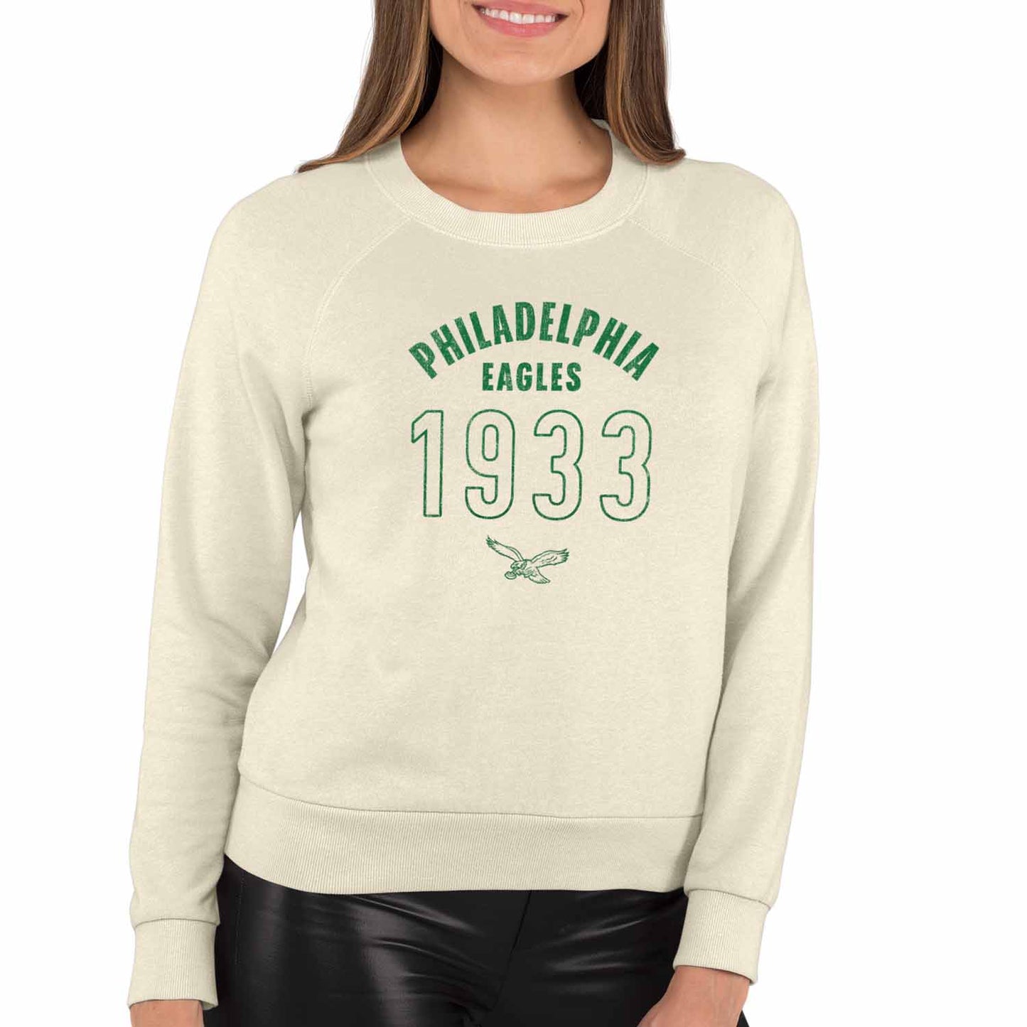Philadelphia Eagles NFL Womens Big Date French Terry Slouchy Top - Natural