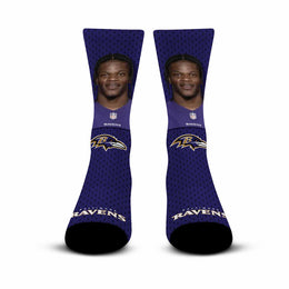 Baltimore Ravens NFL Youth Roster Player Crew Socks - Purple