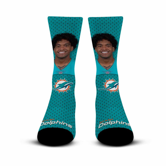 Miami Dolphins NFL Youth Roster Player Crew Socks - Aqua