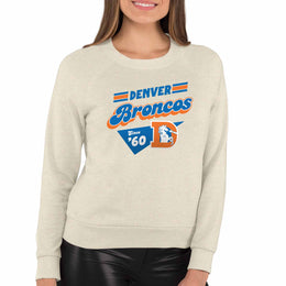Denver Broncos NFL Womens Vintage Charm Slouchy Crewneck - Birch