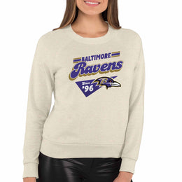 Baltimore Ravens NFL Womens Vintage Charm Slouchy Crewneck - Birch