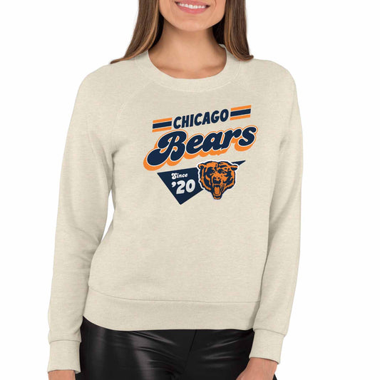 Chicago Bears NFL Womens Vintage Charm Slouchy Crewneck - Birch