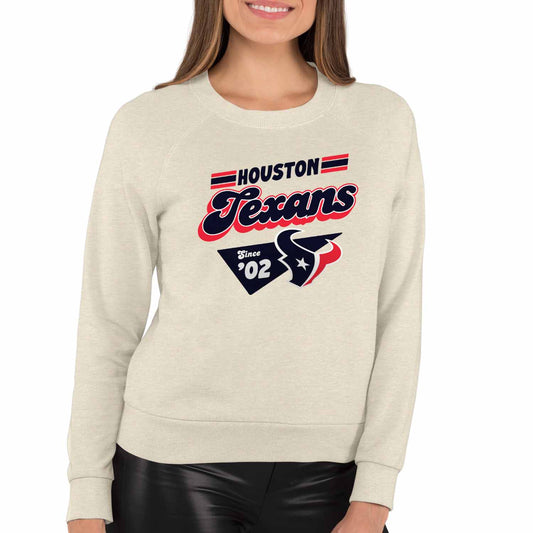 Houston Texans NFL Womens Vintage Charm Slouchy Crewneck - Birch