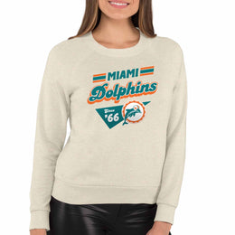 Miami Dolphins NFL Womens Vintage Charm Slouchy Crewneck - Birch