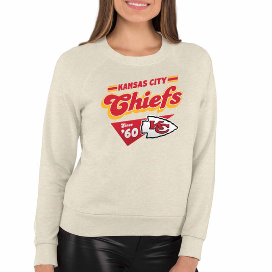 Kansas City Chiefs NFL Womens Vintage Charm Slouchy Crewneck - Birch