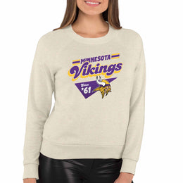 Minnesota Vikings NFL Womens Vintage Charm Slouchy Crewneck - Birch