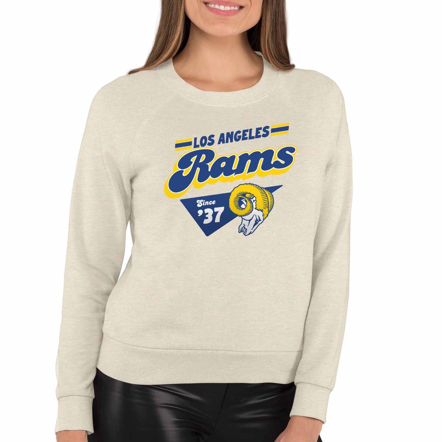 Los Angeles Rams NFL Womens Vintage Charm Slouchy Crewneck - Birch