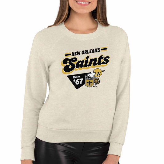 New Orleans Saints NFL Womens Vintage Charm Slouchy Crewneck - Birch