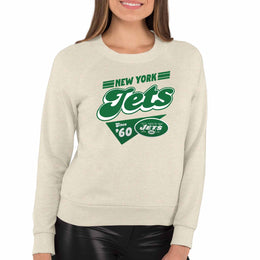 New York Jets NFL Womens Vintage Charm Slouchy Crewneck - Birch