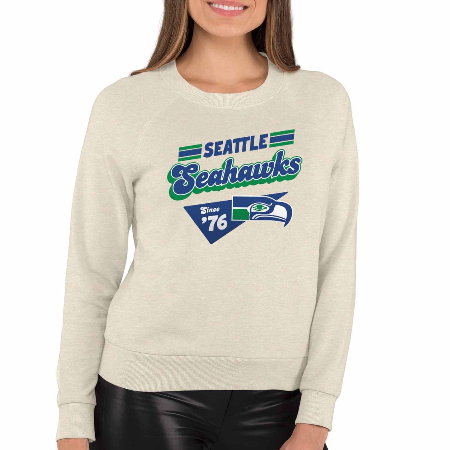 Seattle Seahawks NFL Womens Vintage Charm Slouchy Crewneck - Birch