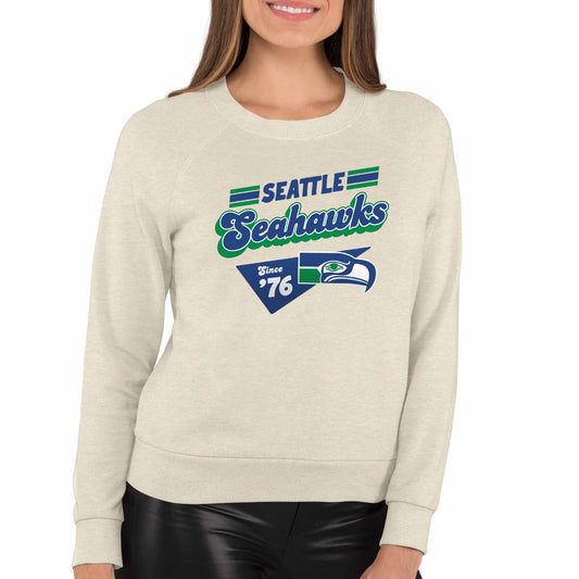 Seattle Seahawks NFL Womens Vintage Charm Slouchy Crewneck - Birch
