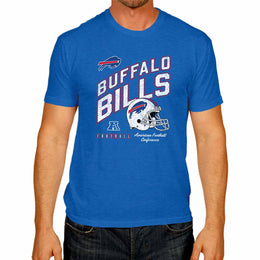 Buffalo Bills NFL Adult Distressed Helmet Tag-Less T-Shirt - Royal Heather