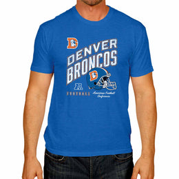Denver Broncos NFL Adult Distressed Helmet Tag-Less T-Shirt - Royal Heather