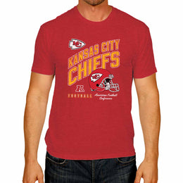 Kansas City Chiefs NFL Adult Distressed Helmet Tag-Less T-Shirt - Red Heather