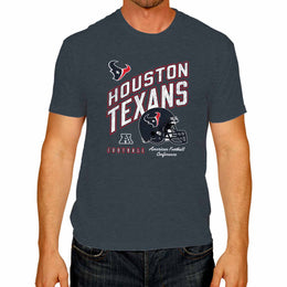Houston Texans NFL Adult Distressed Helmet Tag-Less T-Shirt - Navy Heather