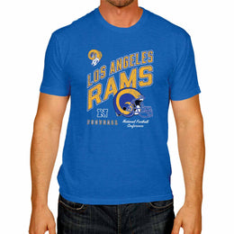 Los Angeles Rams NFL Adult Distressed Helmet Tag-Less T-Shirt - Royal Heather