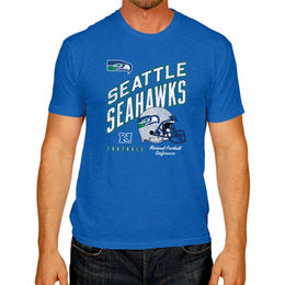 Seattle Seahawks NFL Adult Distressed Helmet Tag-Less T-Shirt - Royal Heather