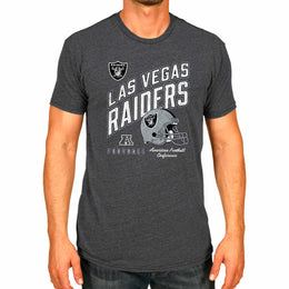 Las Vegas Raiders NFL Adult Distressed Helmet Tag-Less T-Shirt - Heather Charcoal