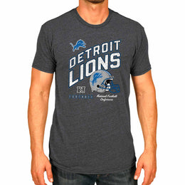 Detroit Lions NFL Adult Distressed Helmet Tag-Less T-Shirt - Heather Charcoal