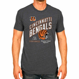 Cincinnati Bengals NFL Adult Distressed Helmet Tag-Less T-Shirt - Heather Charcoal