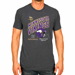 Minnesota Vikings NFL Adult Distressed Helmet Tag-Less T-Shirt - Heather Charcoal