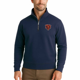 Chicago Bears NFL Adult Unisex Team Logo Quarter Zip Pullover Sweatshirt - Navy