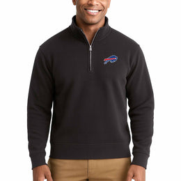 Buffalo Bills NFL Adult Unisex Team Logo Quarter Zip Pullover Sweatshirt - Black