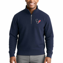Houston Texans NFL Adult Unisex Team Logo Quarter Zip Pullover Sweatshirt - Navy