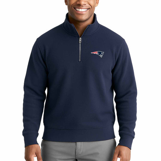 New England Patriots NFL Adult Unisex Team Logo Quarter Zip Pullover Sweatshirt - Navy