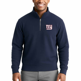 New York Giants NFL Adult Unisex Team Logo Quarter Zip Pullover Sweatshirt - Navy