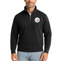 Pittsburgh Steelers NFL Adult Unisex Team Logo Quarter Zip Pullover Sweatshirt - Black