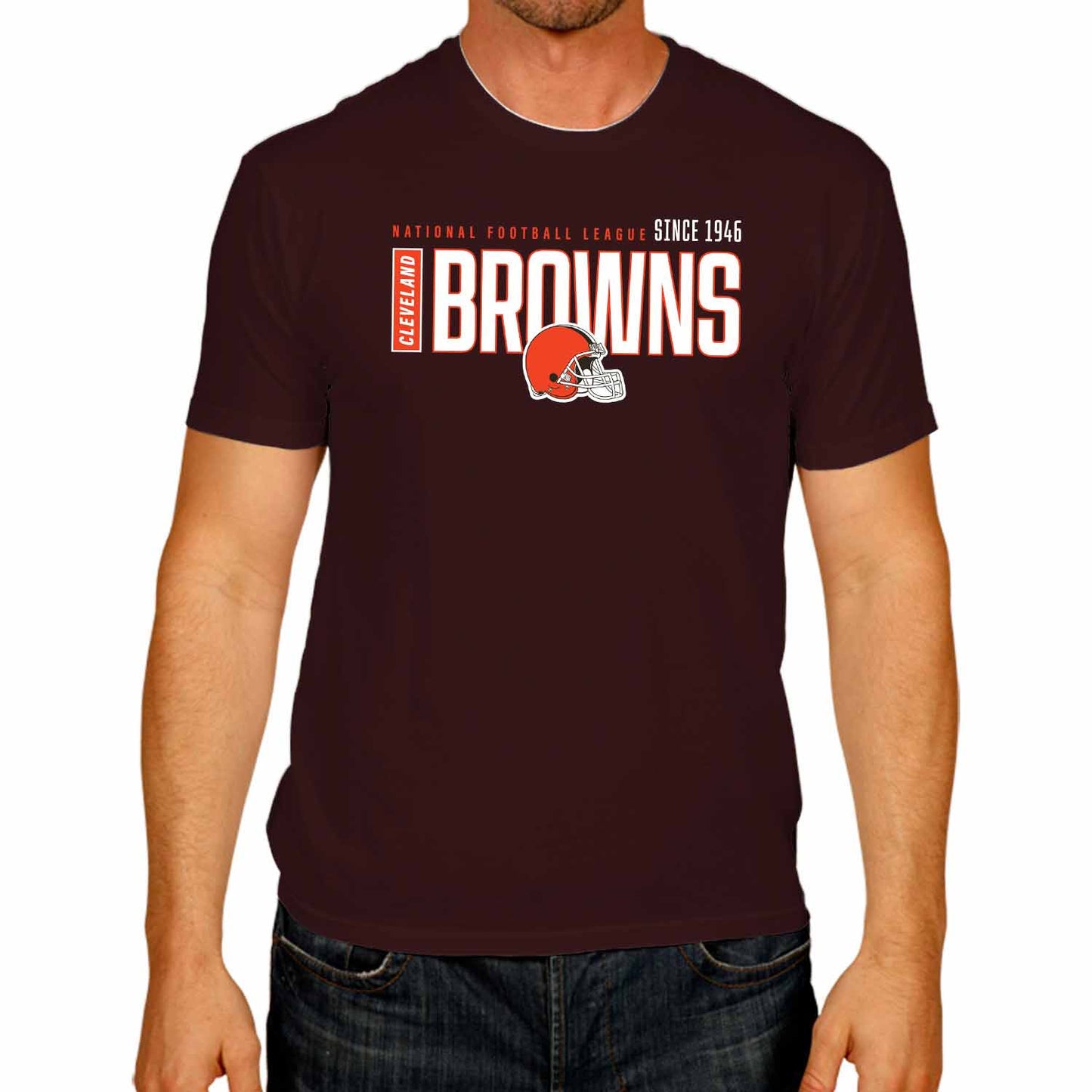 Cleveland Browns NFL Adult Modern Endzone Tag-Less T-Shirt - Dark Brown