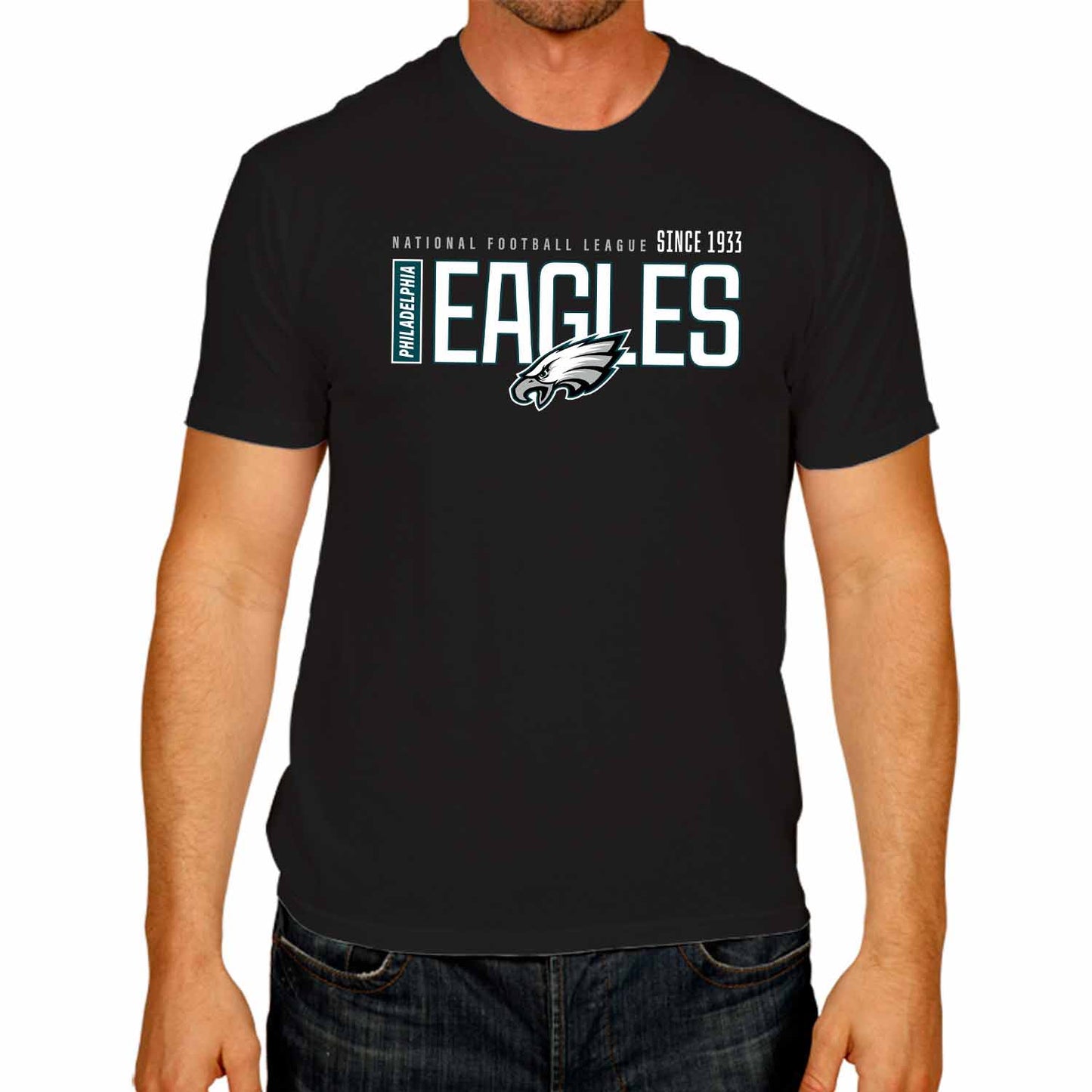 Philadelphia Eagles NFL Adult Modern Endzone Tag-Less T-Shirt - Black
