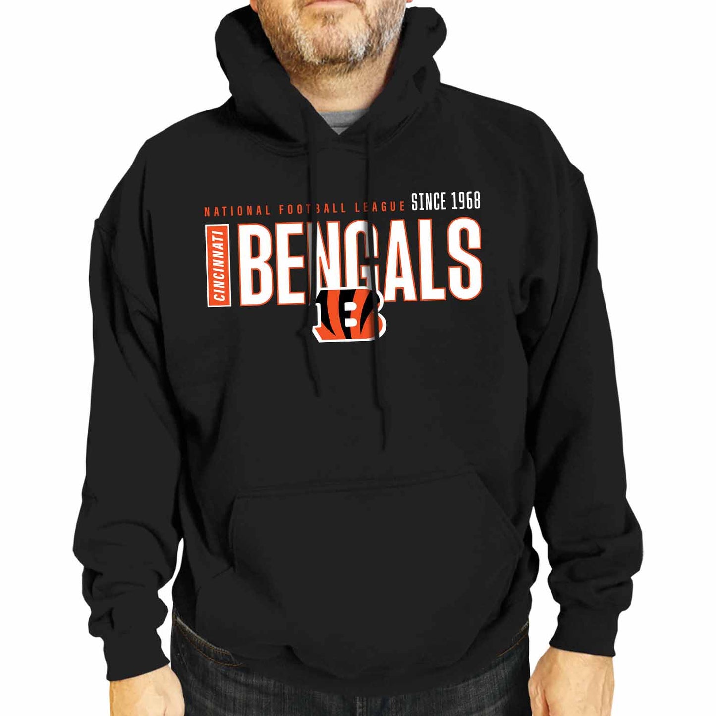 Cincinnati Bengals NFL Adult Unisex Modern Endzone Soft Fleece Hooded Sweatshirt - Black